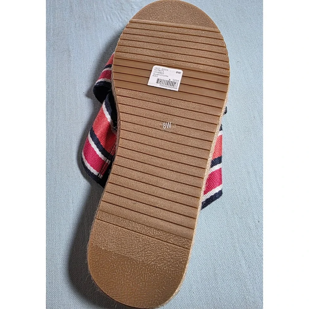 Lane Bryant Red White Blue Striped Espadrille Slide Sandals 8W 601251096